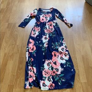 Navy, floral maxi dress worn once.